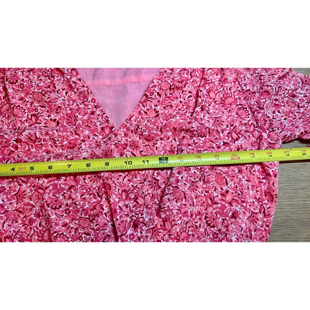 Michael Michael Kors Pink Floral Smocked Waist Dress Womens Medium Boho - Picture 12 of 15